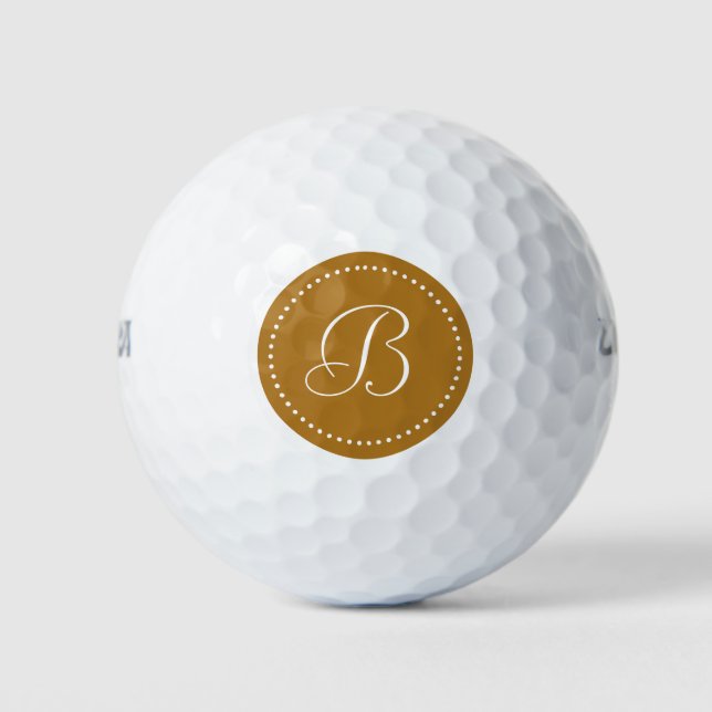Monogramm Mattgold mit Punkten Golfball (Vorderseite)