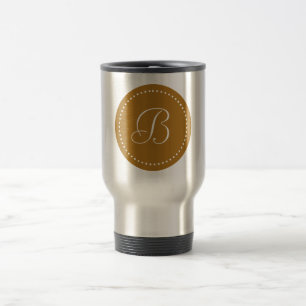 Monogramm Mattgold/weißer Punkt Reisebecher