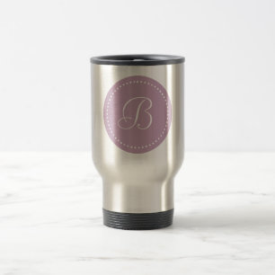 Monogramm Mauve Mist/weißer Punkt Reisebecher