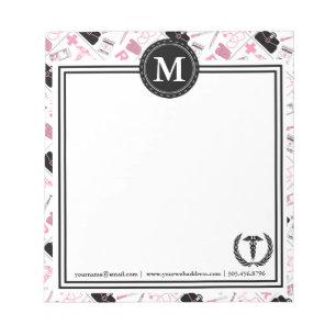 Monogramm - Medizinisches Design - rosa Notepad Notizblock