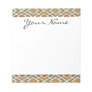 Monogramm-Mehrfarbiges Stammes-Ikat-Diamantmuster Notizblock