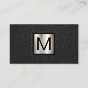 Monogramm Metallic   Gelbklee Visitenkarte