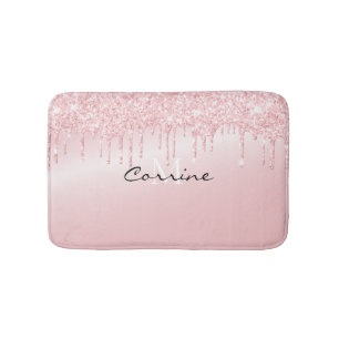 Monogramm Metallische Rose Quarz Pink Glitzer Trop Badematte