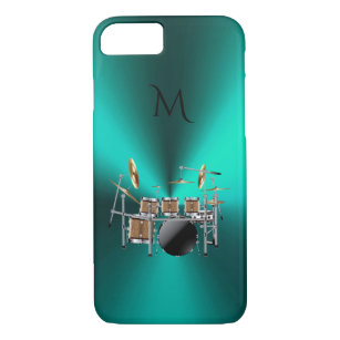 Monogramm-metallischer aquamariner Trommel-Musik Case-Mate iPhone Hülle