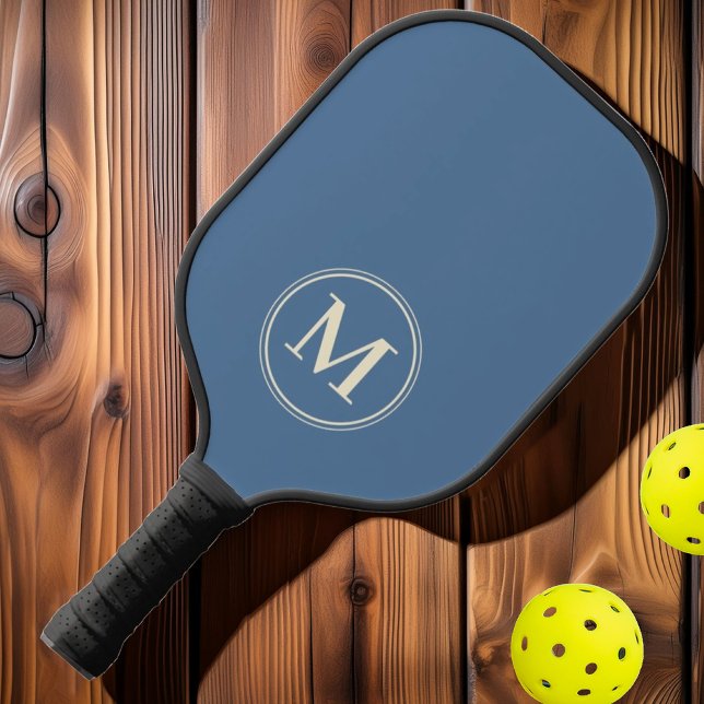 Monogramm Mid Century Solid Capri Blue Farbe Pickleball Schläger (Von Creator hochgeladen)