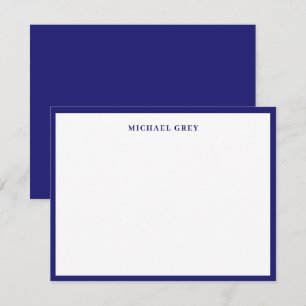 Monogramm Midnightblau Elegante Umrandung  Mitteilungskarte