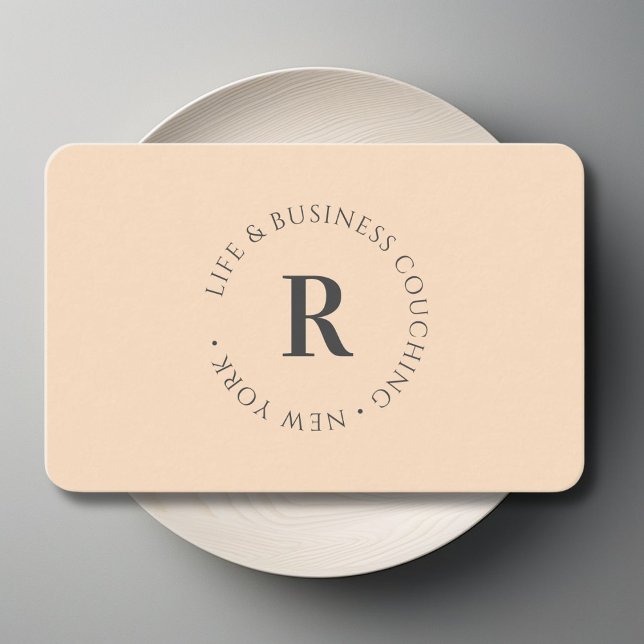 Monogramm, mindestens Beige Visitenkarte (Monogram, Minimum Beige Business Card)