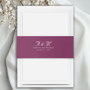 Monogramm, Minimal, elegant, Kirschrot, Hochzeit Einladungsbanderole