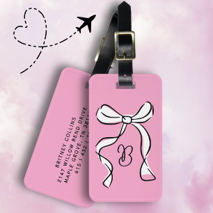 Monogramm-Minimal-Schrift-Coquette-Schleife-Fett-R Gepäckanhänger