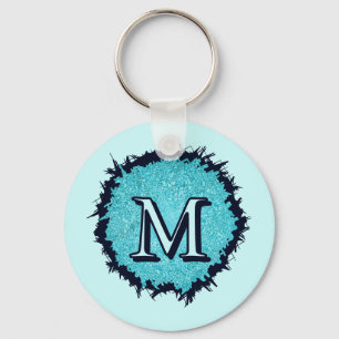 Monogramm minimalist einfaches chic blau abstrakt schlüsselanhänger