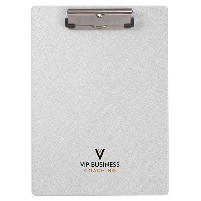 Monogramm minimalist grau Leinen Klemmbrett (Vorderseite)