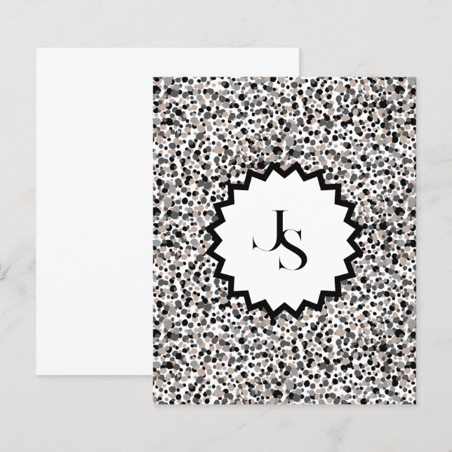 Monogramm-Minimalist grau schwarz beige Textur. (Vorne/Hinten)