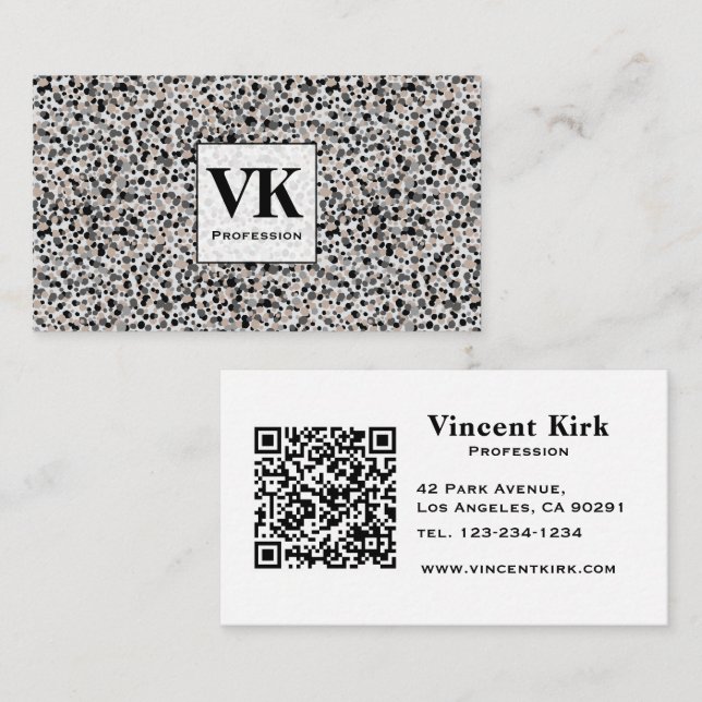 Monogramm-Minimalist grau schwarz beige Textur. Visitenkarte (Vorne/Hinten)