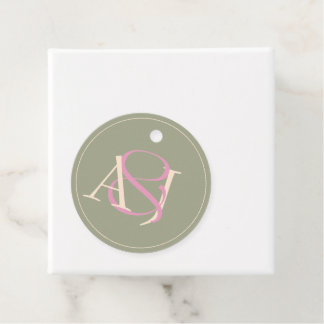 Monogramm-Minimalist-Hochzeit in Salbeigrün und Ro Geschenkanhänger