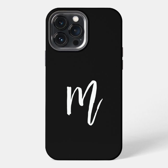 Monogramm-Minimalist Initial Schwarz iPhone Hülle (Rückseite)