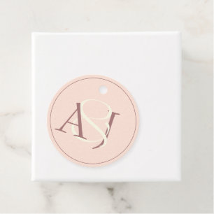 Monogramm-Minimalist-Roségold- und Malven-Hochzeit Geschenkanhänger