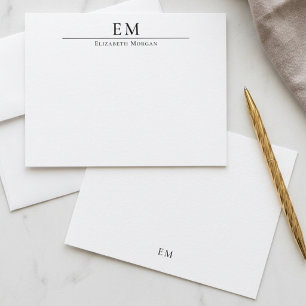Monogramm Minimalistisch Elegant Einfach Schwarz W Mitteilungskarte