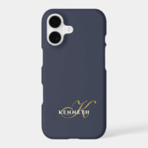 Monogramm Minimalistisch Navy Blau Gold Weiß Chic 