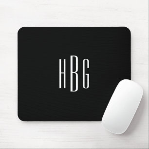 Monogramm Minimalistisch Schwarz-weiß Mousepad