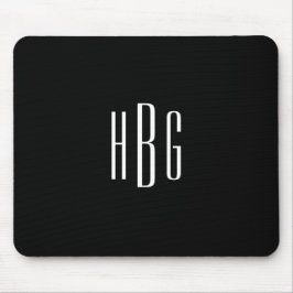 Monogramm Minimalistisch Schwarz-weiß Mousepad