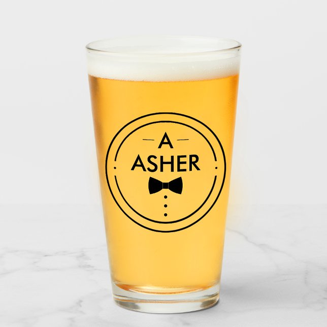 Monogramm Minimalistisch Schwarz-Weiß-Trauzeugen Glas (Zazzle Monogram Minimalist Black and White Groomsmen  Glass)