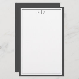 Monogramm Minimalistisch Schwarzweiß-Weiß Briefpapier