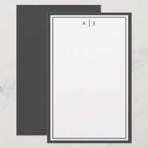 Monogramm Minimalistisch Schwarzweiß-Weiß Briefpapier