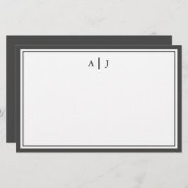 Monogramm Minimalistisch Schwarzweiß-Weiß Briefpapier