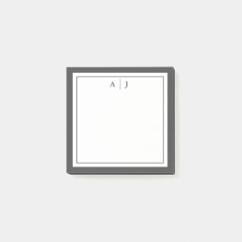 Monogramm Minimalistisch Schwarzweiß-Weiß Post-it Klebezettel