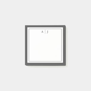 Monogramm Minimalistisch Schwarzweiß-Weiß Post-it Klebezettel