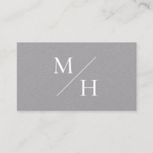 Monogramm Minimalistische moderne graue Diagonal Visitenkarte