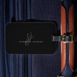 Monogramm Minimalistische Schwarze Buchstaben Gepäckanhänger