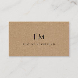 Monogramm Minimalistischer hellbrauner Lineneffekt Visitenkarte