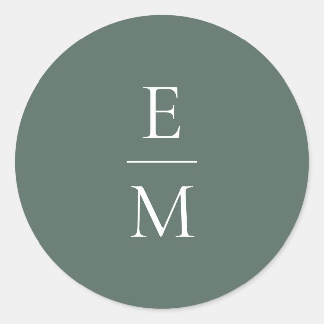Monogramm-Minimalistischer Hochzeitsticker Runder Aufkleber (Vorderseite)