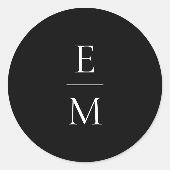 Monogramm-Minimalistischer Hochzeitsticker Runder Aufkleber (Vorderseite)