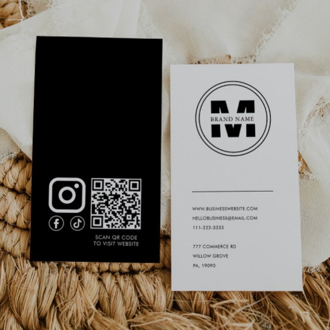 Monogramm-Minimalistischer Qr-Code für Markennamen Visitenkarte (Von Creator hochgeladen)