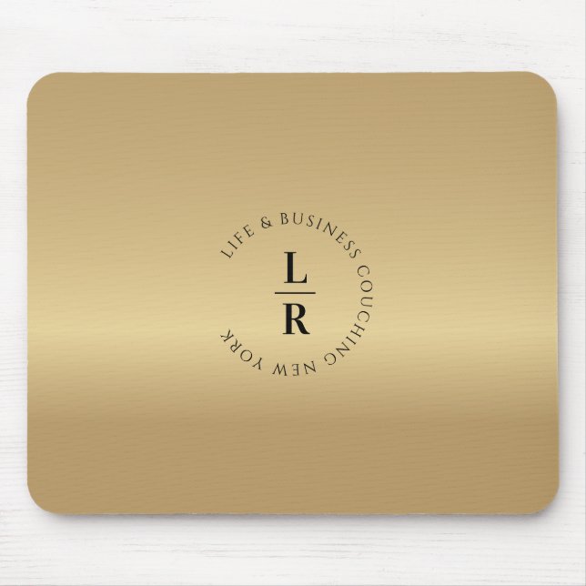 Monogramm, minimalistisches Gold (Imitat) Mousepad (Vorne)