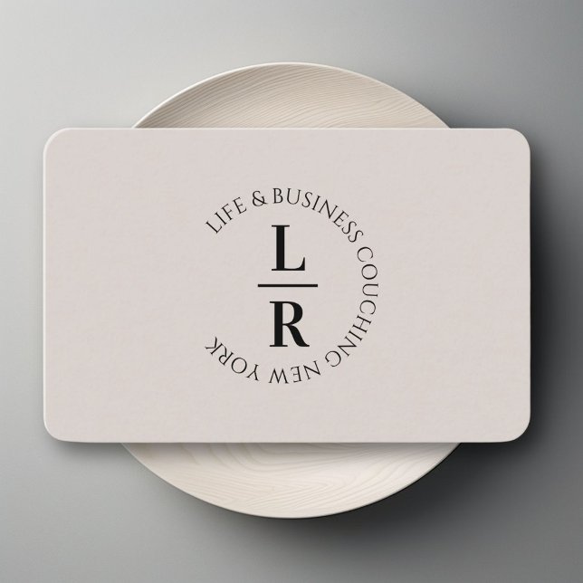 Monogramm, minimalistisches Graubeige Visitenkarte (Monogram, minimalistic gray beige business business card)