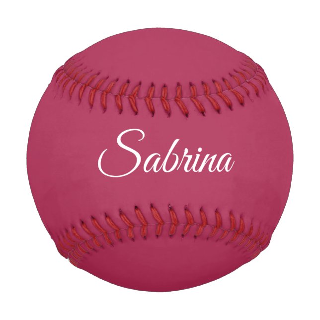 Monogramm minimalistisches Kirschrosarot Baseball (Vorderseite)