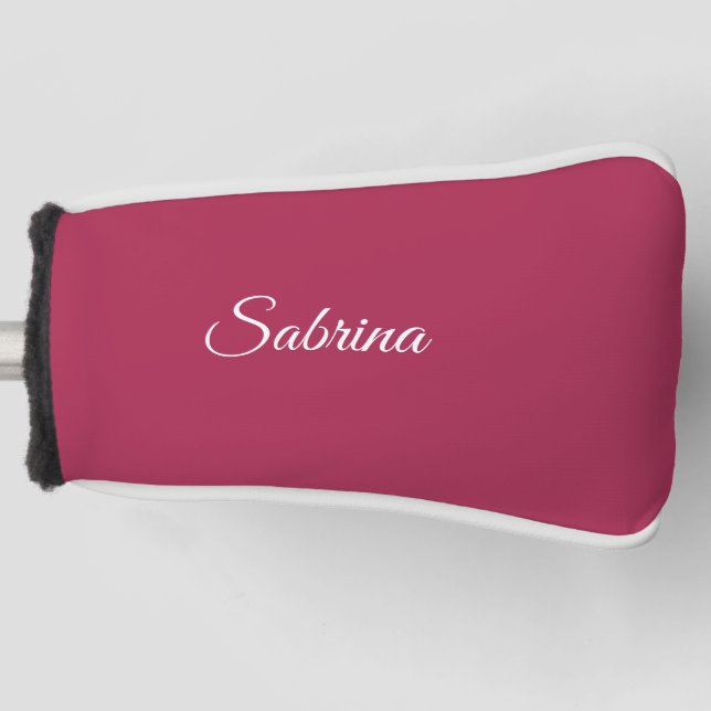 Monogramm minimalistisches Kirschrosarot Golf Headcover (Vorderseite)