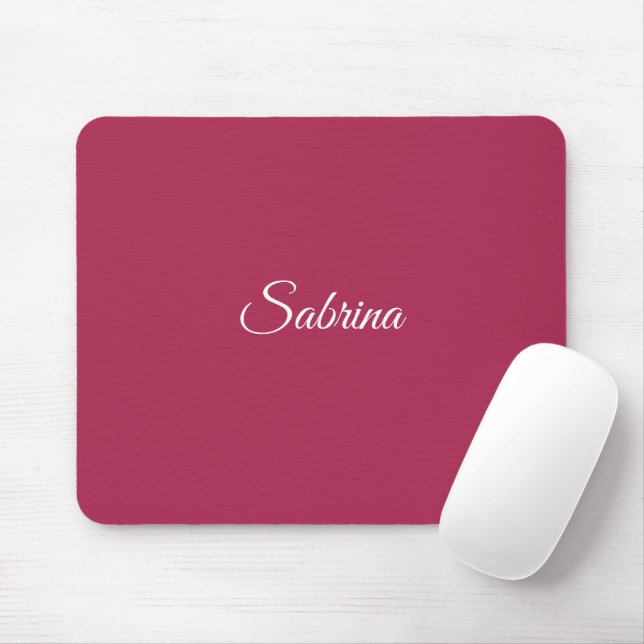 Monogramm minimalistisches Kirschrosarot Mousepad (Mit Mouse)