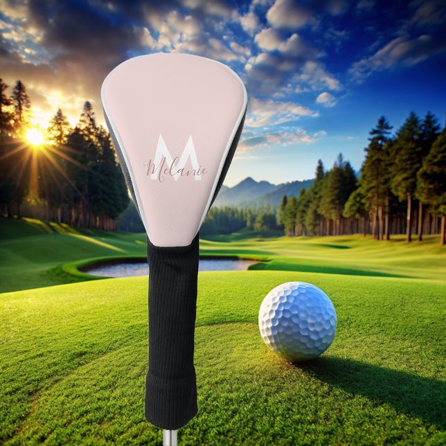 Monogramm Minimalistisches modernes Rosa Golf Headcover (Von Creator hochgeladen)