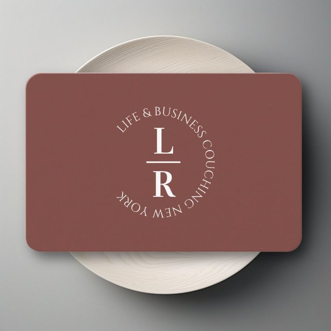 Monogramm, minimalistisches, rotes Geschäft Visitenkarte (Monogram, minimalistic brown  Business Card)