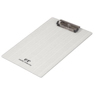 Monogramm Minimalistisches Weiß Braunes Jute Grau Klemmbrett