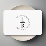 monogramm, minimalistisches weißes schwarzes Gesch Visitenkarte<br><div class="desc">Minalistische,  moderne Visitenkarte in Schwarz und Weiß.</div>