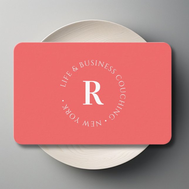 Monogramm, Minimum Coral Business Card Visitenkarte (Monogram, Minimum Coral Business Business Card)