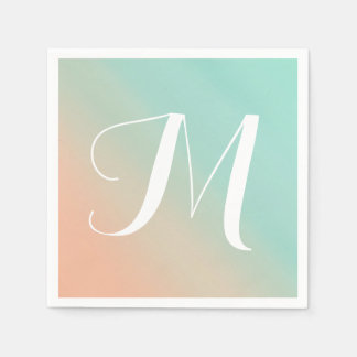 Monogramm Minze und Peach Ombre Fade Serviette