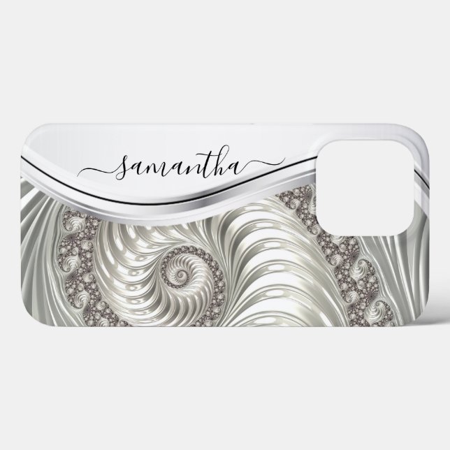 Monogramm mit atemberaubendem weißem Metallic Case-Mate iPhone Hülle (Rückseite (Horizontal))