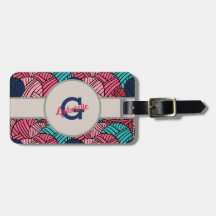 Monogramm mit Bällen des Strickgarnes - Reise