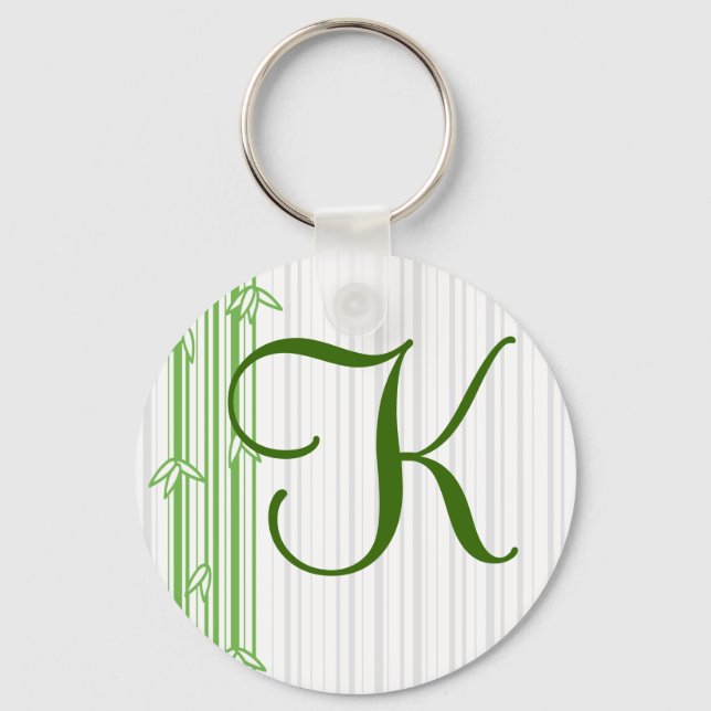 Monogramm mit Bamboo-Hintergrund - Buchstabe K Schlüsselanhänger (Vorderseite)